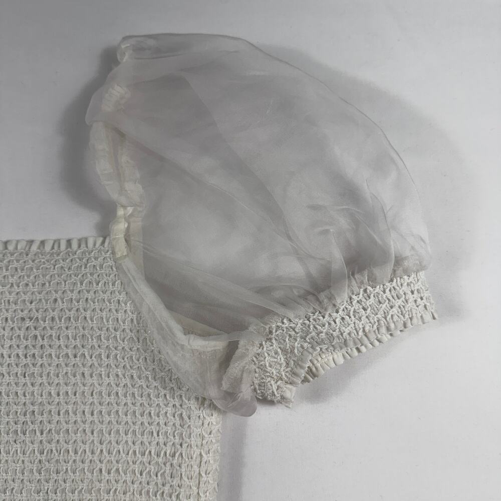 Alice + Olivia NWT Eliana Puff Sleeve White XS Smocked Body Crop Top - Picture 7 of 11
